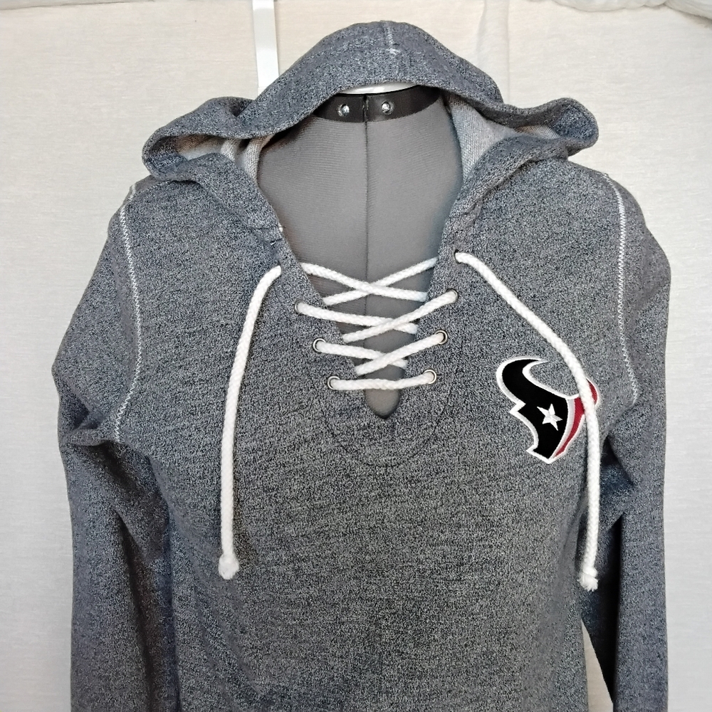 NFL Houston Texans 100% Cotton Women's Blue Hoodie with Lace-Up Detail - Picture 2 of 11
